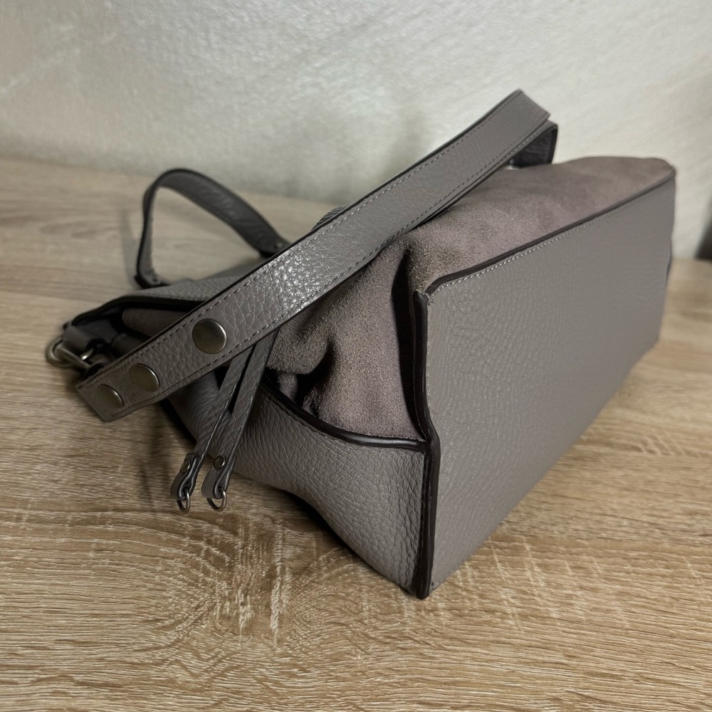 Rebecca Minkoff Medium Keith Grey Suede /Leather Satchel Handbag Shoulder Bag - Picture 6 of 16